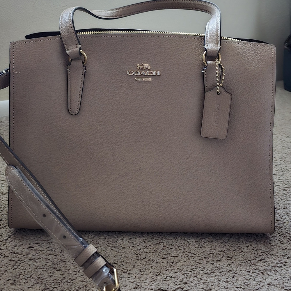 Coach Tatum Carryall Leather Women's Bag Taupe New